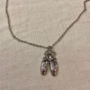 Elegant Silver Ballet Shoe Pendant Necklace